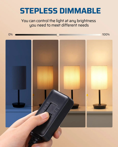 Hand adjusting Plug In Dimmer Switch For Lamps With Full Range Slide Control Dimmable LED CFL And Incandescent Compatibility 5ft Extension Cord Black