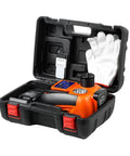 Wireless 5 Ton Electric Car Jack With Remote Control in a carry case with gloves, cordless hydraulic lift, LED work light