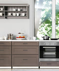 Modern kitchen featuring 3 Pack Black Cabinet Pulls 3.75 Inch Hole Center Wide Foot Drawer Pulls for cabinets and drawers.