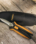 Multipurpose 8 Inch Garden Shears With Sheath And Soft Grip Handle Pruning Scissors For Gardening Serrated Edge And Wire Cutter