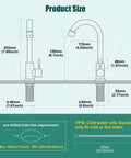 Slick Single Handle Gooseneck Bar Sink Faucet Finished In Brushed Nickel And Built From Commercial Grade SUS304 Stainless Steel dimensions diagram