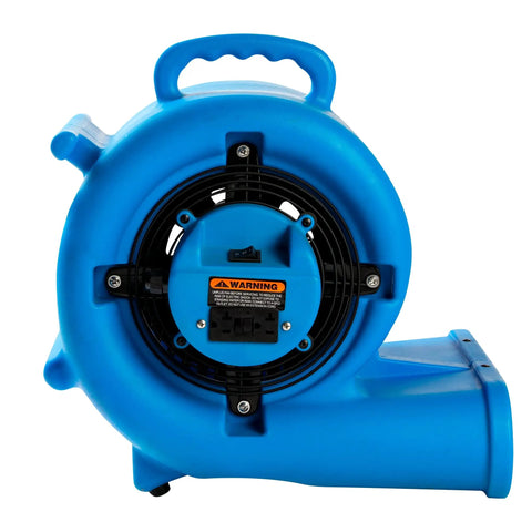 Beefed Up Heavy Duty One Third HP 2000 CFM Air Mover For Water Damage Restoration with view of blue casing and fan