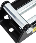 All Steel Beefed Up 2000 Lb Winch Roller Fairlead Cable Guide For Electric Winch Built Tough For Real Off Road Recovery On Trucks And Jeeps Smooth Cable Feed And Durable Construction For Heavy Duty Use, black steel roller fairlead close-up