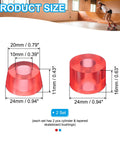 Skateboard Bushing Rebuild Kit, 2 Set 90A PU Longboard Truck Bushings in Transparent Red, Sizes 24x16 mm and 20x24 mm