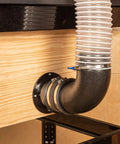 Installed 4 Inch Inlet Flange Dust Collection Ducting Connector For Attaching 4 Inch Hoses And Machine Ports In Woodworking Shops