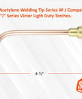 Light Duty Welding And Brazing Torch Handle For Victor W-J Acetylene Tips showing copper tip and brass fitting, 4-1/2 inches.