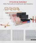 6 Tier Acrylic Nail Polish Organizer with no fuss easy install holds up to 96 bottles, clear display on countertop with cosmetics