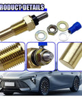 Heavy Duty Universal Water Coolant And Oil Temperature Sensor One Eighth Npt Electrical Sender For Engines Built Like A Boss With Smooth Operation Gold Housing, featuring a threaded metal end and electrical connector.