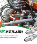 Pack Of Ten One Quarter JIC Male To One Quarter JIC Male Hydraulic Hose Adapter Fittings With Protective Cover High Pressure Up To 5000 Psi Wide Temperature Range Minus 65 To 500 Degrees Straight Tube Hydraulic Connectors on excavator hoses