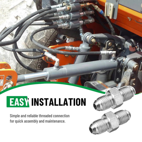 Pack Of Ten One Quarter JIC Male To One Quarter JIC Male Hydraulic Hose Adapter Fittings With Protective Cover High Pressure Up To 5000 Psi Wide Temperature Range Minus 65 To 500 Degrees Straight Tube Hydraulic Connectors on excavator hoses