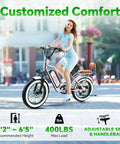 Two Seater Fat Tire Electric Bike With 1300W Peak Motor, 48V 20Ah Large Removable Battery 960Wh, Up To 80 Miles Range, 30 Plus MPH, 20 Inch By 4.0 Inch Fat Tires For Adults, Pink, side view