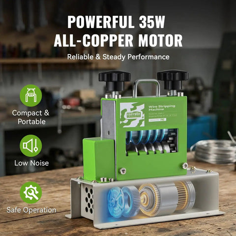 Automatic Electric Wire Stripping Machine For Leftover Cable Recycling With 6 Channel 5 Blade System And 35W All Copper Motor