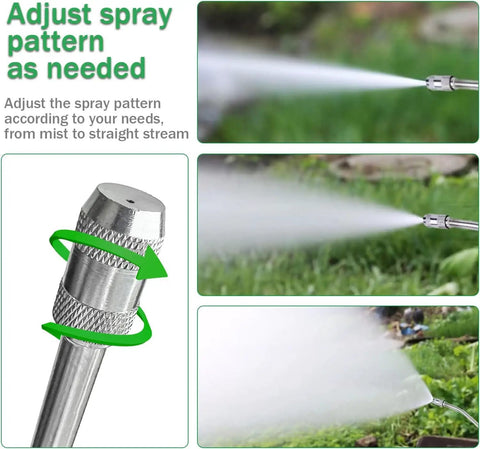 Two Pack Sprayer Wand Kit With Three Nozzles For Multi Pattern Spray showing adjustable stainless wand and spray options