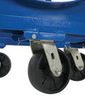 Heavy Duty Steel Workhorse Cradle For Moving And Storing Pipes Channel Bar Stock Barrels Or Drums 4000 Lb Capacity Blue Powder Coated Finish Diamond Pattern Casters