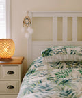Dimmable Rattan Table Lamp With Bamboo Woven Shade, Boho Wicker Desk Light on nightstand, Warm Ambient Glow in bedroom