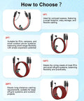 Solar Panel Connector To SAE Adapter Cable 1FT 10AWG with Fuse and Polarity Reversal options shown in 1FT, 2FT, 10FT, and 20FT lengths.