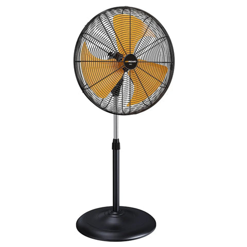 Beast Mode 6000 CFM 20 Inch Oscillating Pedestal Fan with industrial metal frame, aluminum blades, adjustable height, garage use