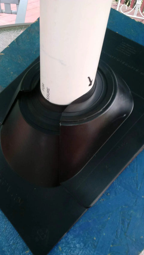 Two Piece Retrofit Pipe Flashing Kit Black For Roofs You Can’t Flash Over, Seals Around Pipes And Vents on roof installation