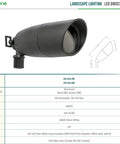 Waterproof Landscape LED Spotlight With Adjustable Directional Beam For Patio Deck Yard Garden Pathway And Pool Area Black MR16 Bulb Included Six Pack Outdoor Security Lighting - spotlight and specs sheet view