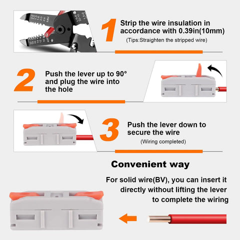 Instructions for Lever Wire Connector Set Bulk 30 Piece Mini Quick Connectors Push In 1 In 1 Out Butt Splice Inline Terminals
