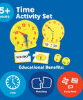 Time Learning Activity Set With Teaching Clocks For Kids Hands On Time Practice Classroom Must Haves For Elementary And Montessori Math Manipulatives Time Flash Cards Great Gifts For Boys And Girls showing educational benefits