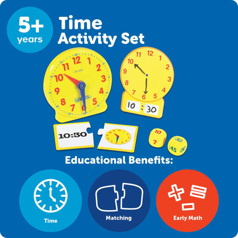 Time Learning Activity Set With Teaching Clocks For Kids Hands On Time Practice Classroom Must Haves For Elementary And Montessori Math Manipulatives Time Flash Cards Great Gifts For Boys And Girls showing educational benefits