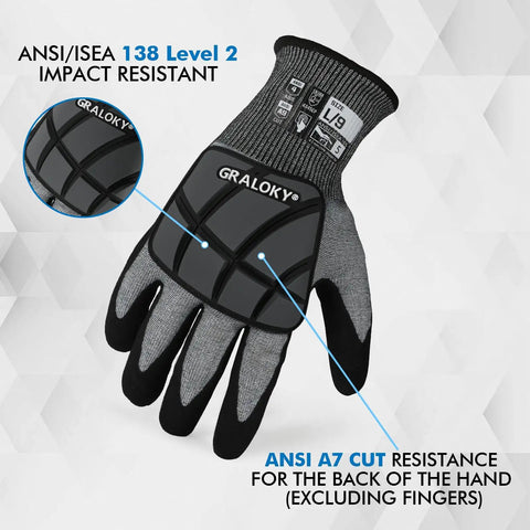 Heavy Duty Safety Work Gloves For Men And Women With A9 Cut Protection, Puncture Level 5, Impact Level 2, Large Size, TPR Shield