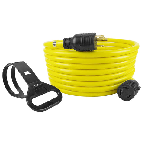 Heavy Duty L6 30 Generator Power Cord 25 Feet 7500 Watts All Weather Extension Cable L6 30P To L6 30R SJTW 10 Gauge 3 Conductor