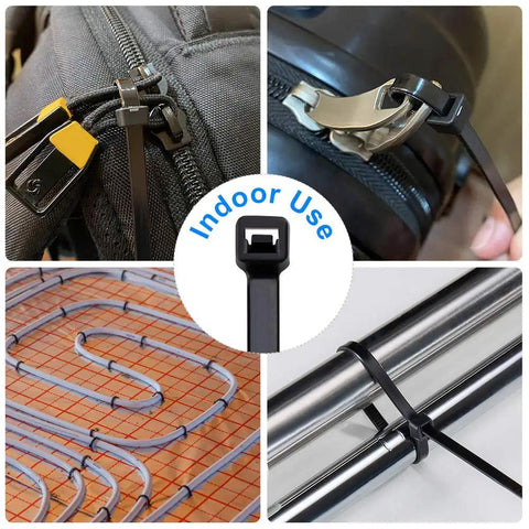8 Inch Black Zip Ties Heavy Duty 50 Pound Tensile Strength 100 Pack Industrial Grade Cable Ties UV Resistant Nylon 66 For Home Garage Projects And Outdoor Use securing items indoors