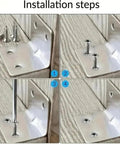 Installation steps for Heavy Duty L Shaped Shelf Brackets With Screws, showing screws and brackets on wood.