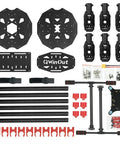 Components of 650mm Folding Carbon Fiber FPV Drone Frame Kit With Six Foldable Arms, Landing Gear Skid, 3K Pure Carbon Tubes, CNC Machined Quad Frame.