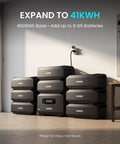 Stack of Guardian 6000 V2 Portable Power Station 120V 240V Dual Voltage, 7200W Boost, expandable to 41kWh in garage