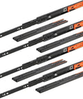 Pack of Three Section Buffer Drawer Slides For Cabinets With Smooth Glide And Soft Close In Black Bronze Finish displayed