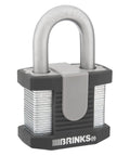 50mm Laminated Steel Padlock Kit Keyed Boron Steel Shackle Solid Steel Body Six Pack Weatherproof With Soft Touch TPE Cover