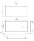 Diagram of Ready To Mount 24 X 12 Inch Brushed Stainless Steel Bath Shower Niche With Horizontal Single Shelf No Tile Work Needed