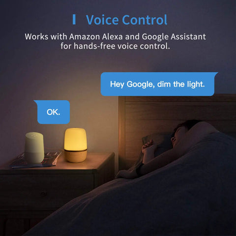 Smart WiFi Table Lamp For Bedroom With Voice Control And App Scheduling Works With HomeKit Siri Alexa Google Assistant night setting