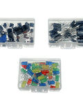 Assorted electronic components in transparent boxes from Totally Solid Electronics Component Kit With Power Supply Module And Jumper Wires, 480 Pcs