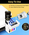 Sublimation Ink 337ML Autofill Bottles For Epson EcoTank Printers ET 2400 2720 2760 2750 4800 2800 2803 2850 Great For Mugs And T Shirts Heat Transfer in use with a printer showing auto refill feature.