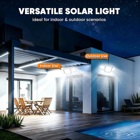 Heavy Duty Split Solar Security Lights Featuring Dual Motion Sensors And A 15.7 FT Cable Slick Waterproof Flood Lamp Badass Backyard Patio Fence Gate Shed Garage Outdoor Night Guard