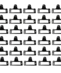 30 Pack Label Tag Holder Pull Handles In Black Zinc Alloy Drawer Pulls For Cabinets Cupboards Shelves Dressers And Office Furniture Measuring 1.85 By 1.38 Inches For Label Card Organization displayed in a grid layout on white background.