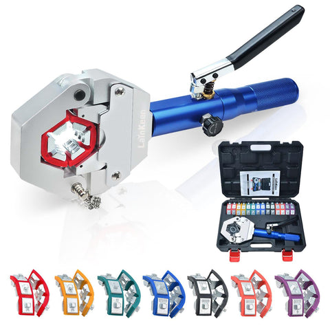 Hydraulic AC Hose Crimper Kit With 7 Die Set Manual Handheld Tool For Auto AC Line Repair Includes 6 8 10 12 Size Dies