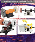 Collage of bench grinders showing 8mm Motor Arbor Adapter And Shaft Extender Kit For Bench Grinder DIY Friendly Setup