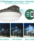 Dusk To Dawn Outdoor Wall Pack Light With Photocell Sensor, 80W 60W 40W Adjustable LED Flood Lighting options and brightness display
