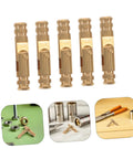 Set Of 25 Solid Brass Concealed Barrel Hinges For Jewelry Boxes, image showing hinges and usage examples for small cabinets.