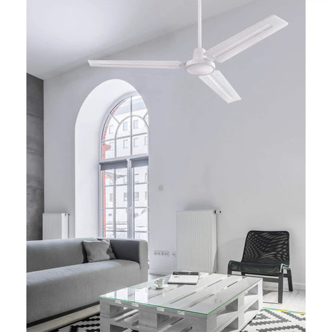 Jax 56 Inch White Dope Modern Industrial Ceiling Fan With Remote Control For Indoor Big Living Rooms Up To 400 Sq Ft Down Rod Only