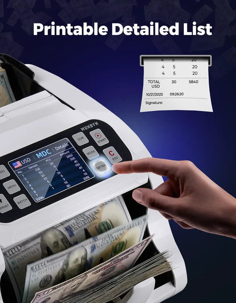 IMC22 Money Counter Machine For Mixed Denominations And Multi Currency, Dual Display Currency Counterfeit Detection With CIS UV IR MG