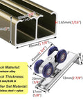 Heavy Duty Double Closet Sliding Door Track Kit With Floor Guide And Rollers For Bypass Barn Doors, aluminum specifications
