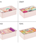 Stackable Plastic Storage Organizer Boxes With Hinged Lids For Office Bedroom Entryway Garage And Craft Room In Light Pink And Clear