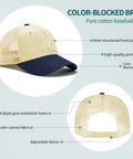 Breathable Unisex Trucker Hat With Adjustable Buckle For All Day Outdoor Fun And Water Adventures, mesh back and color-blocked brim