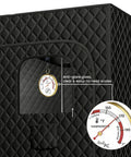 2 In 1 Sauna Thermometer And Hygrometer For Home Infrared Indoor Use Portable Steam Sauna Box Accessory Precision Temperature Gauge And Humidity Monitor Measures 68 To 212 Fahrenheit And 0 To 100 Percent Humidity hanging in black sauna box
